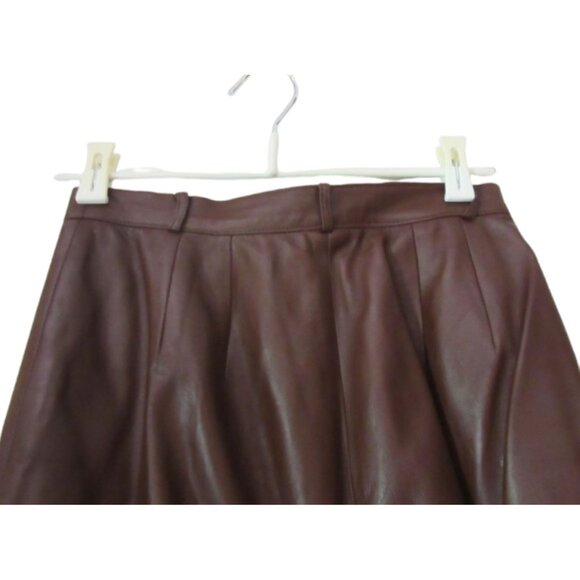 Siena Studio Dark Brown Soft Lamb Leather High Waist Pants Size 4 - Picture 4 of 5